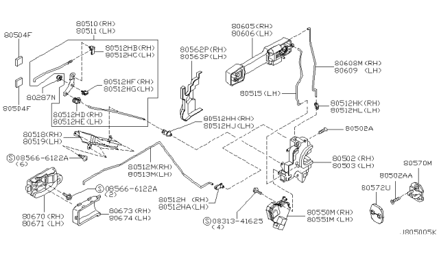 2004 Infiniti M45 Holder Rod LH Diagram for 80533-85E00