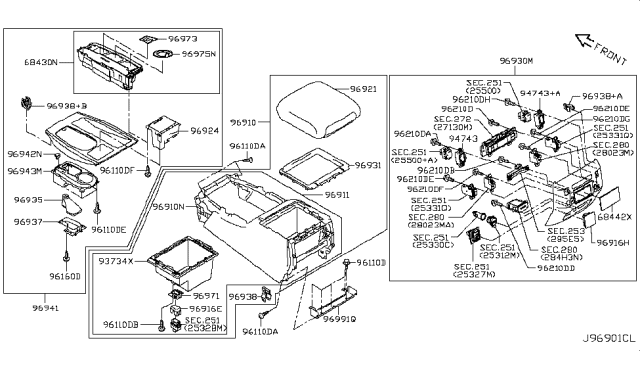 2018 Infiniti QX80 Console Box Lid Diagram for 96920-1ZS4A