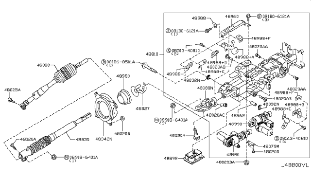 2015 Infiniti QX80 Joint-STRG Lower Diagram for 48080-1ZR0A