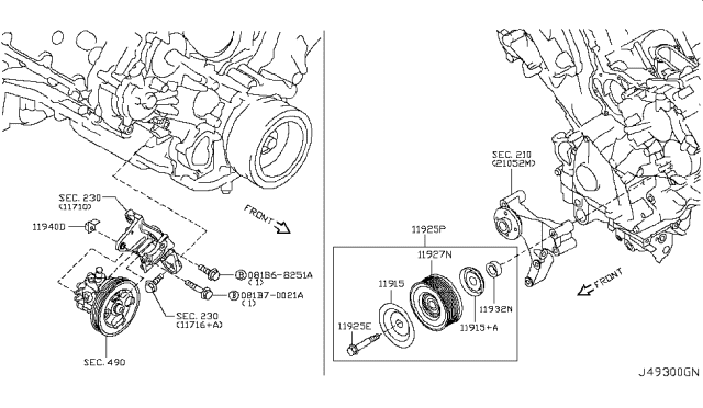 2011 Infiniti QX56 SPACER-IDLER PULLEY Diagram for 11932-7S00A