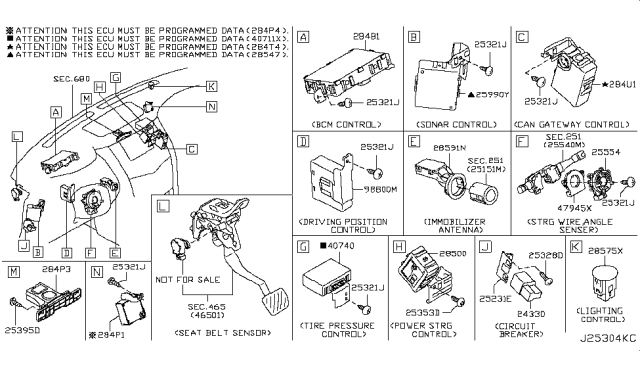 2018 Infiniti QX80 Steering Air Bag Wire Assembly Diagram for B5554-1MF9A