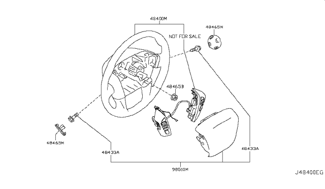 2013 Infiniti QX56 Steering Wheel Assembly Without Pad Diagram for 48430-1LV9C