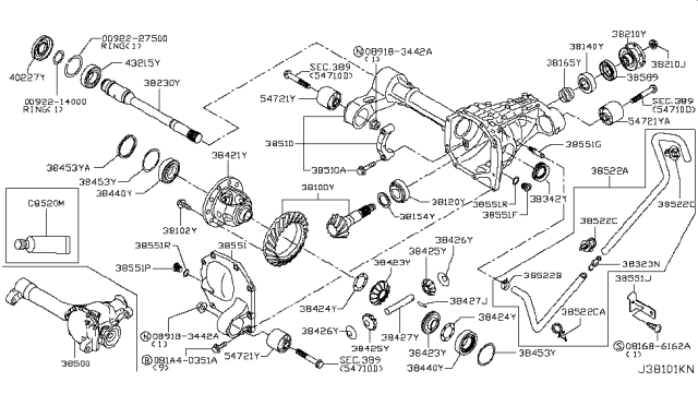 2018 Infiniti QX80 Bearing-Differential Side Diagram for 38440-EA000