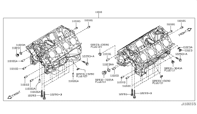 2011 Infiniti QX56 Cylinder Block & Oil Pan Diagram 2