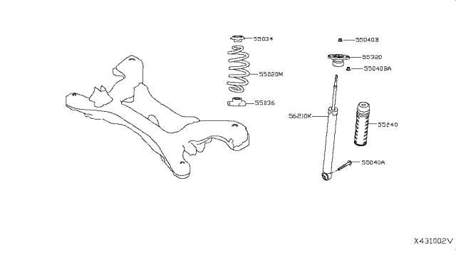 2019 Infiniti QX50 Seat-Rubber,Rear Spring Diagram for 55036-5NA0A