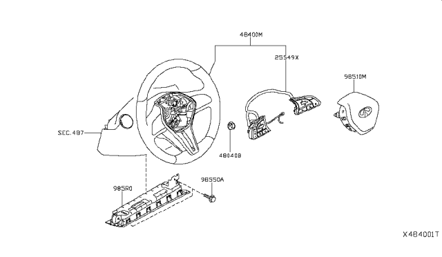 2019 Infiniti QX50 Steering Wheel Assembly Without Pad Diagram for 48430-5NA0A