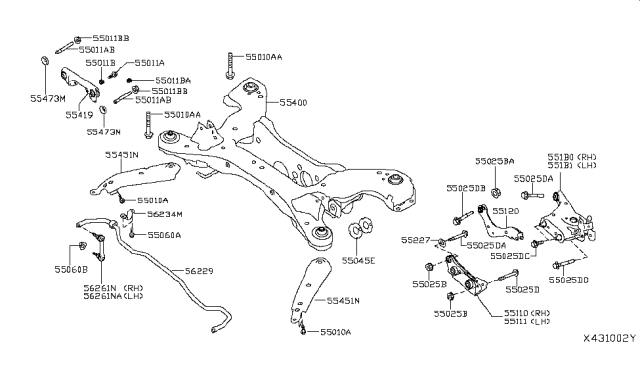 2019 Infiniti QX50 Rod-Connecting,Rear Stabilizer Diagram for 56261-5NA0B