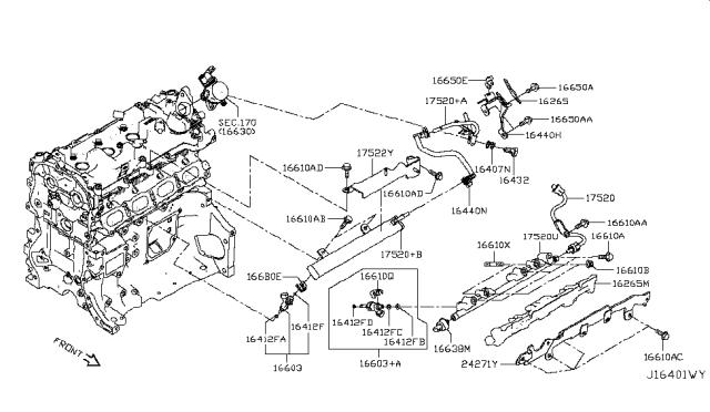 2019 Infiniti QX50 Pipe Assembly-Fuel Diagram for 17521-5NA0A