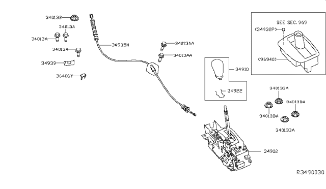 2017 Infiniti QX60 Transmission Control Device Assembly Diagram for 34901-4RA0A