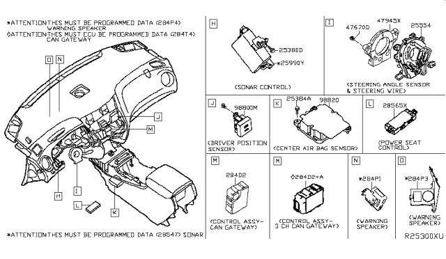 2018 Infiniti QX60 Steering Air Bag Wire Assembly Diagram for 25554-3JA1A
