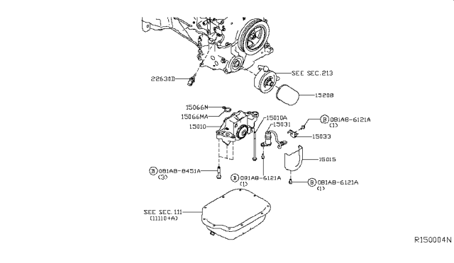 2018 Infiniti QX60 Cover-Oil Pump Diagram for 15015-6KA0A