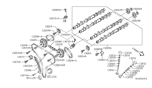2014 Infiniti QX60 Sprocket-Camshaft Diagram for 13025-9HP1C