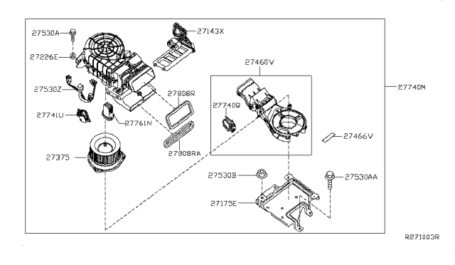 2019 Infiniti QX60 Blower Assembly Rear Diagram for 27375-3KA0B
