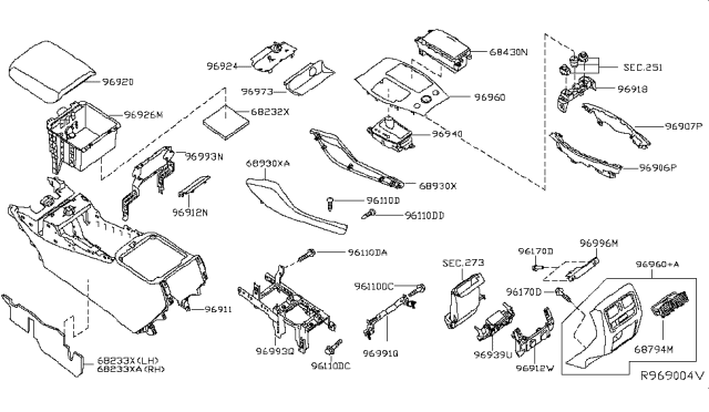 2015 Infiniti QX60 Arm Rest Center Console Lid Black Diagram for 96920-3JA0A