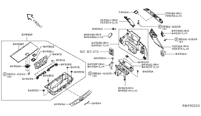 2015 Infiniti QX60 Trunk & Luggage Room Trimming Diagram