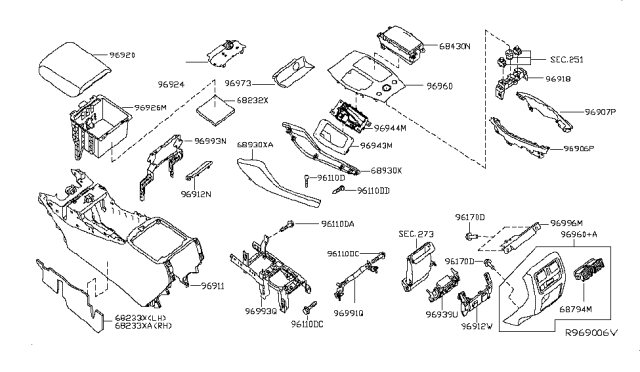 2017 Infiniti QX60 Cup Holder Assembly Diagram for 68430-9NJ0A