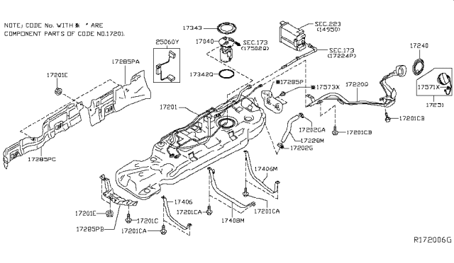 2014 Infiniti QX60 Protector-Fuel Tank Diagram for 17285-3JA0A
