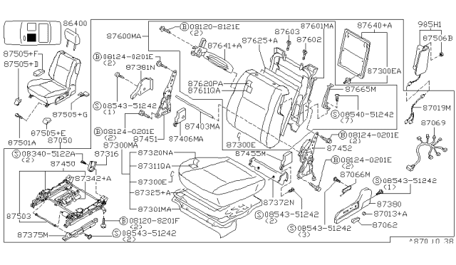 1999 Infiniti Q45 Harness-Front Seat Diagram for 87019-6P006