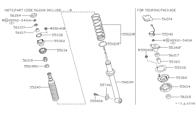 1999 Infiniti Q45 Rear Leaf Spring Assembly Diagram for 55020-6P009
