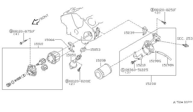2000 Infiniti Q45 Gasket-Oil Strainer Diagram for 15053-31U00