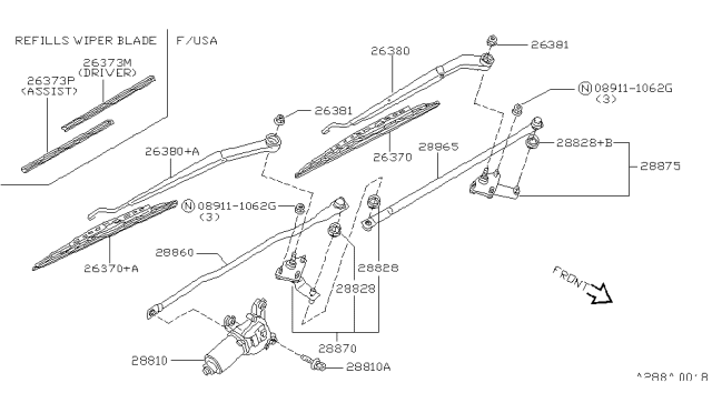 1999 Infiniti Q45 Windshield Wiper Diagram 1