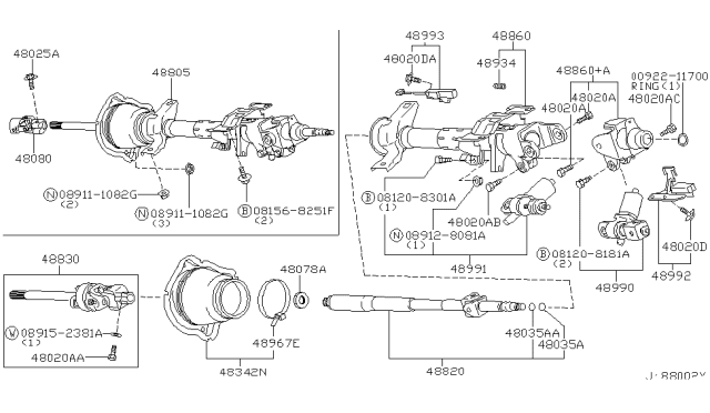 2000 Infiniti Q45 Joint-STRG Lower Diagram for 48080-6P000