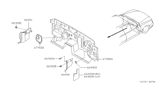 1997 Infiniti Q45 Dash Trimming & Fitting Diagram