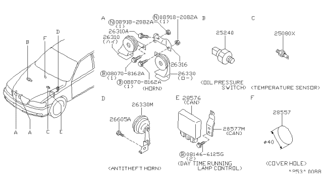 1998 Infiniti Q45 Horn Assembly-ANTITHEFT Diagram for 25605-6P100