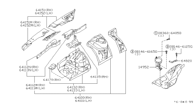 2000 Infiniti Q45 Hood Ledge & Fitting Diagram 1