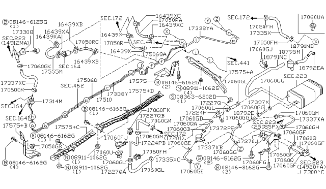 1999 Infiniti Q45 Hose Emission Control Diagram for 01994-00021