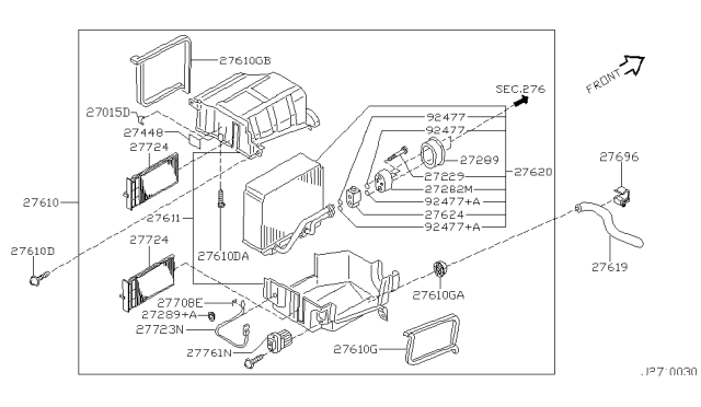 2000 Infiniti Q45 Evaporator Assy-Cooler Diagram for 27280-6P103