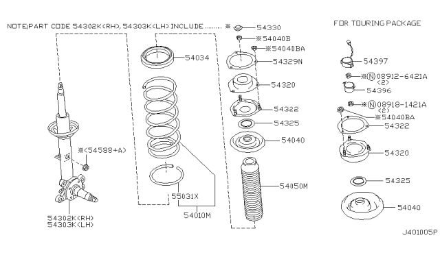 2001 Infiniti Q45 STRUT Kit Front LH Diagram for 54303-3H920
