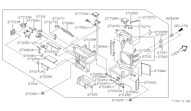1997 Infiniti Q45 Air Mix Actuator Assembly Diagram for 27732-70F00