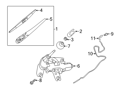 2019 Infiniti QX50 Rear Window Wiper Blade Assembly Diagram for 28790-5NA0A