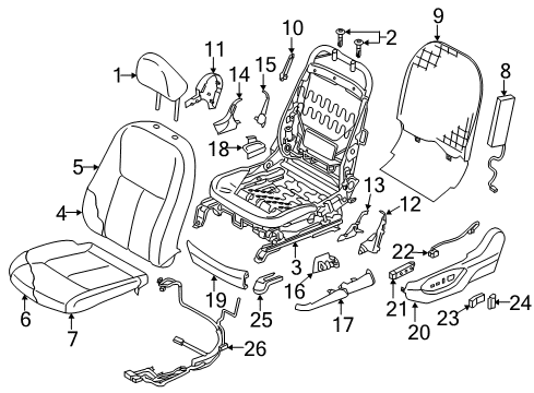 2021 Infiniti Q50 Front Seat Components Diagram 2