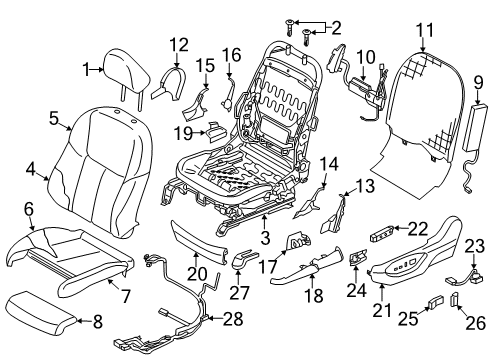 2022 Infiniti Q50 Front Seat Components Diagram 1