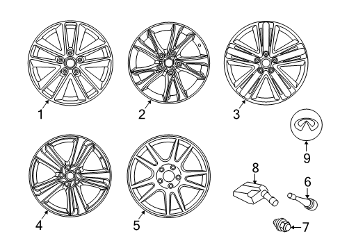 2021 Infiniti Q50 Wheels, Covers & Trim Diagram