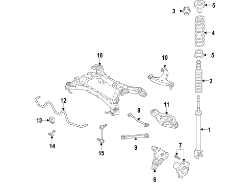2020 Infiniti QX60 Rear Suspension, Lower Control Arm, Upper Control Arm, Ride Control, Stabilizer Bar, Suspension Components Diagram 3