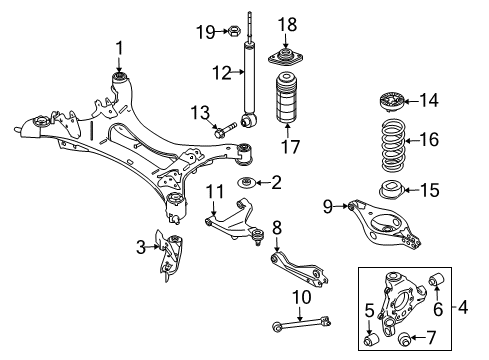 2020 Infiniti QX60 Rear Suspension, Lower Control Arm, Upper Control Arm, Ride Control, Stabilizer Bar, Suspension Components Diagram 2