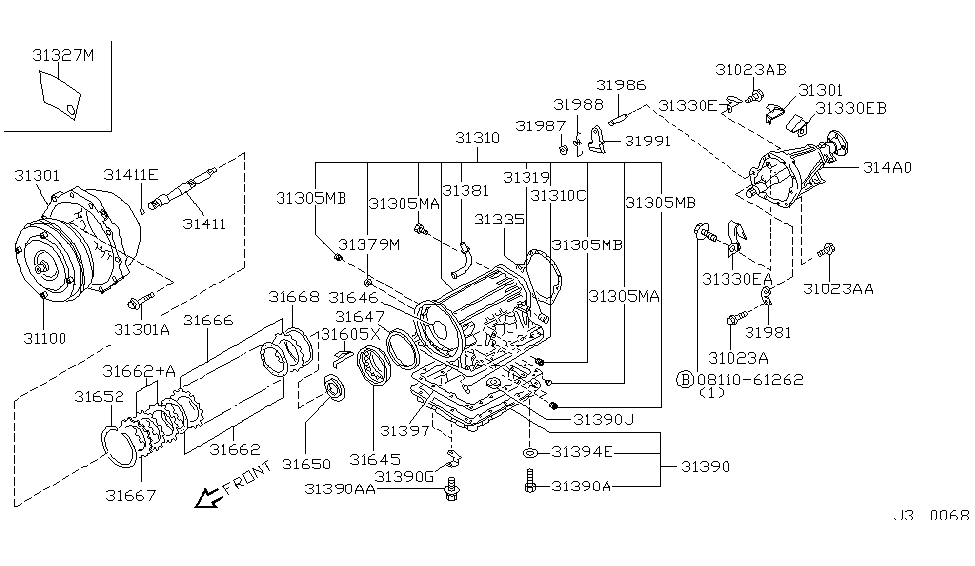 Infiniti 314A0-41X00 Extension Assy-Rear W/Output Shaft