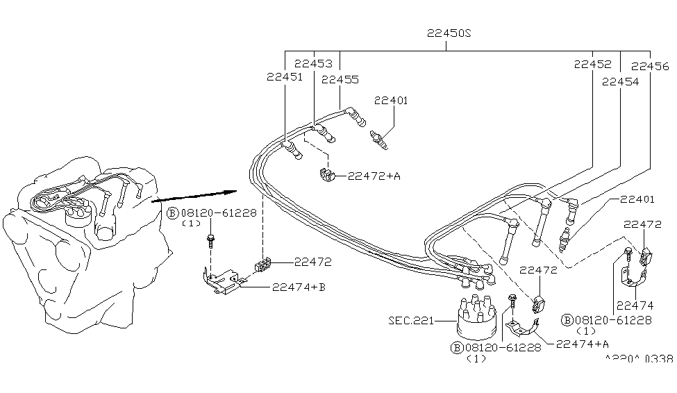 Infiniti 22474-0W020 Bracket-High Tension Cable