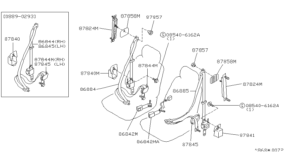 Infiniti 86844-60U01 Belt Assembly-Front Seat Tongue,RH