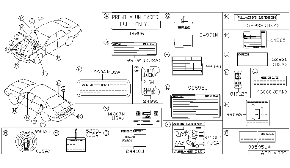 Infiniti 98591-60U00 Label-Air Bag