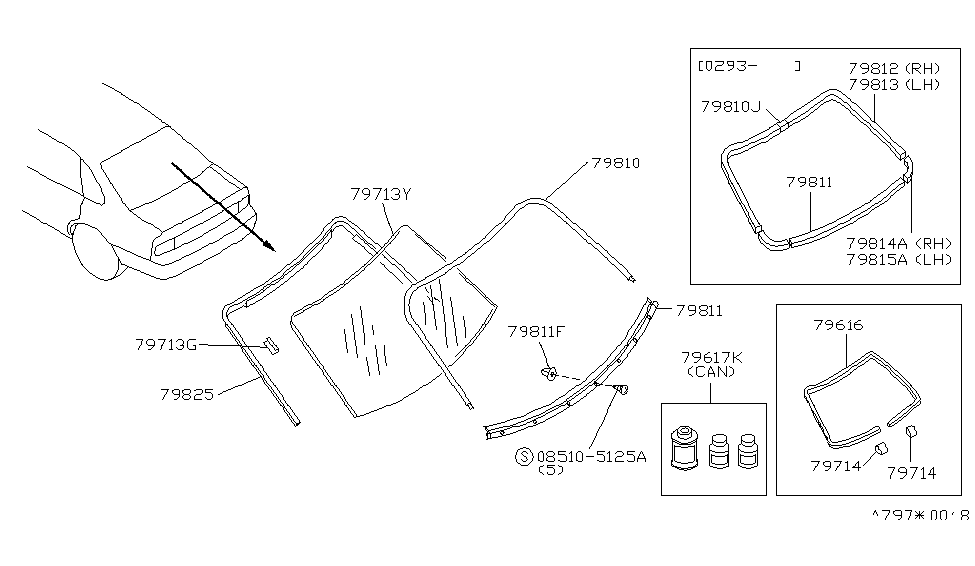 Infiniti 79761-68U05 Moulding-Rear Window,Side LH