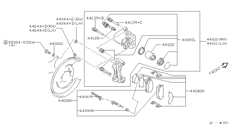 Infiniti 44001-60U00 REMAN CALIPER R