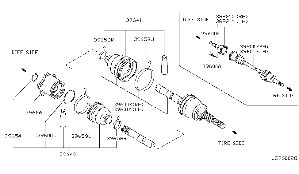 Infiniti 39200-60U00 Repair Kt-Rear Door Shaft RH