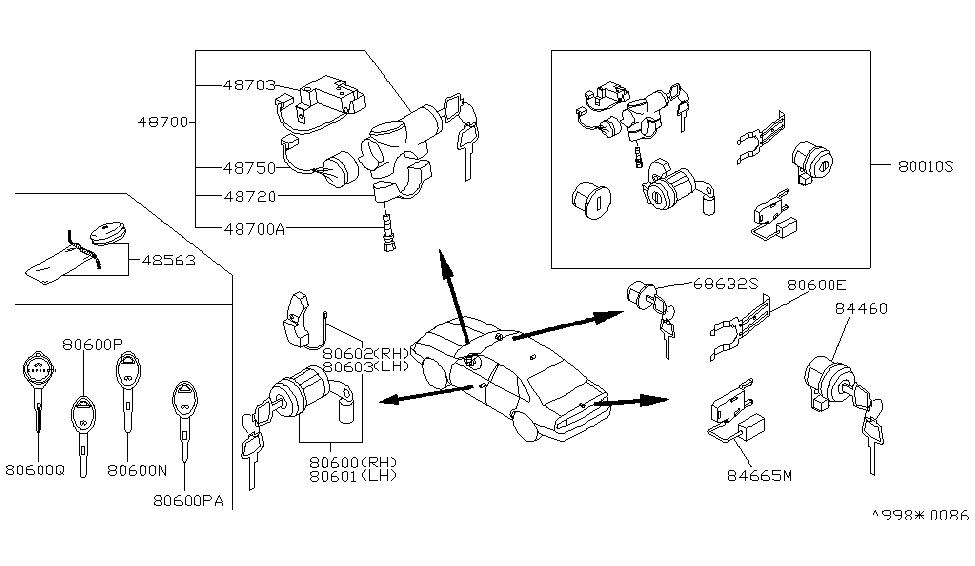 Infiniti H0698-60U10 Switch Assembly-Door Lock RH