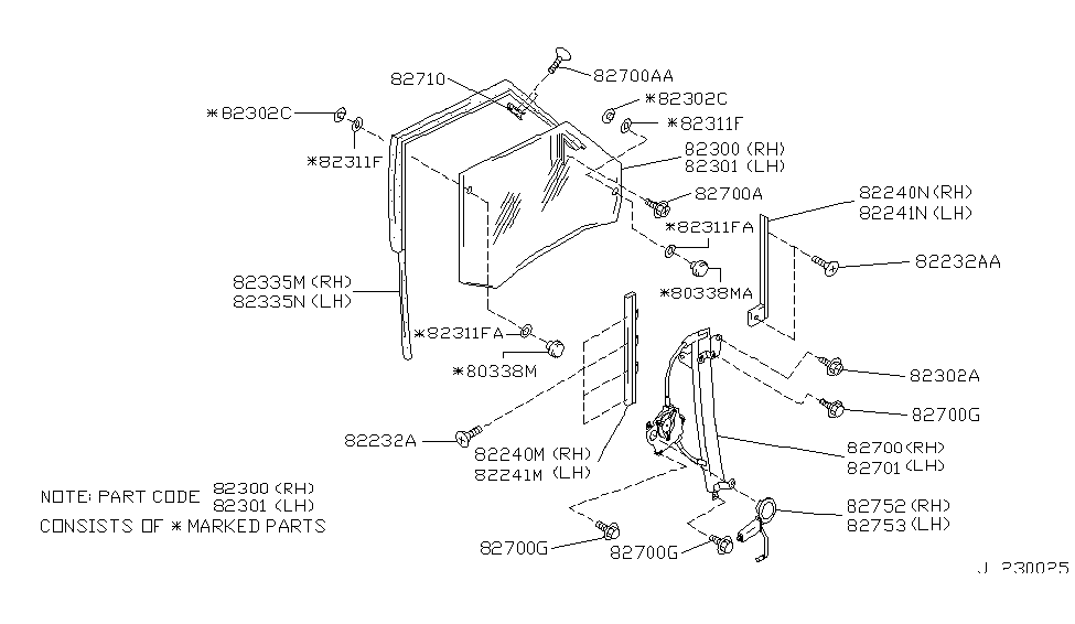 Infiniti 82250-60U10 Guide Rail-Door Window, Rear RH