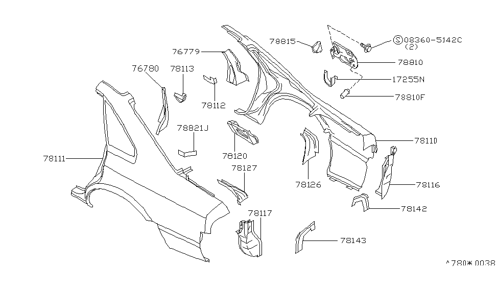 Infiniti 78115-60U00 Protector-Rear Fender,LH