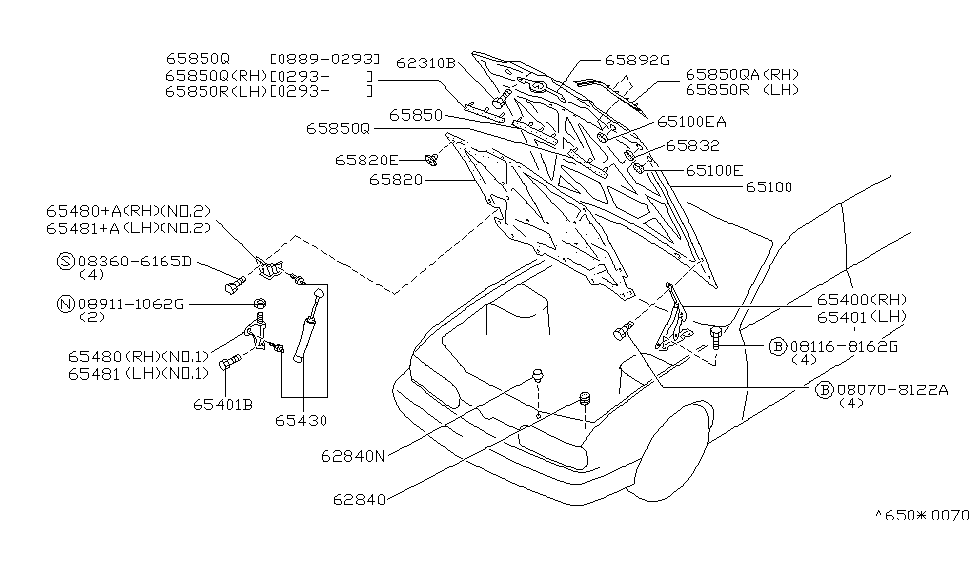 Infiniti 65810-60U10 Seal-Hood,Front